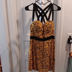 Yellow and Black Strappy Sundress